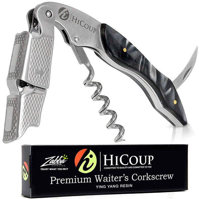 HiCoup Kitchenware Hicoup Wine Opener - Professional Corkscrews for Wine Bottles w/Foil Cutter and Cap Remover - Manual Wine Key for Servers, Waiters, Bartenders and Home Use - Ying Yang - Image 1